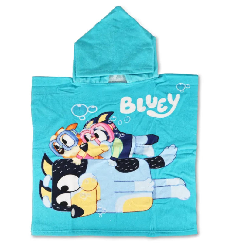 Bluey und Bingo Kinder Mikrofaser Poncho Badeponcho mit Kapuze 55x110 cm - WS-Trend.de
