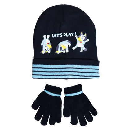 Bluey Kinder Herbst Wintermütze Bommelmütze plus Handschuhe - WS-Trend.de