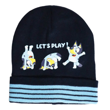 Bluey Kinder Herbst Wintermütze Bommelmütze plus Handschuhe - WS-Trend.de