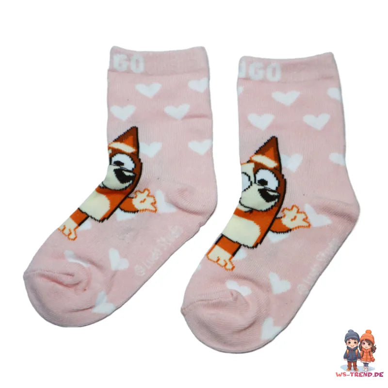 Bluey und Binge Kinder Mädchen lange Socken Langsocken 2er Pack - WS-Trend.de Gr. 23 bis 34