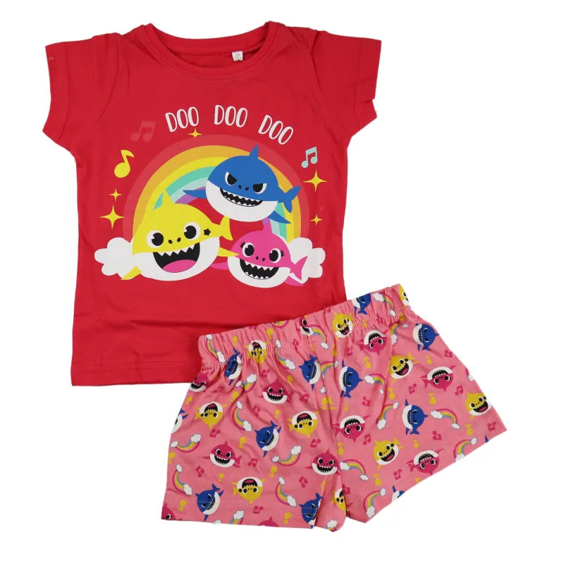 Baby Shark Hai Kinder Mädchen Schlafanzug - WS-Trend.de Pyjama kurz 92-116 100% Baumwolle