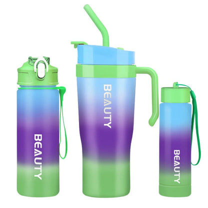3er Set XL Wasserflasche Trinkflasche Flasche 1200 / 800 / 300 ml - WS-Trend.de