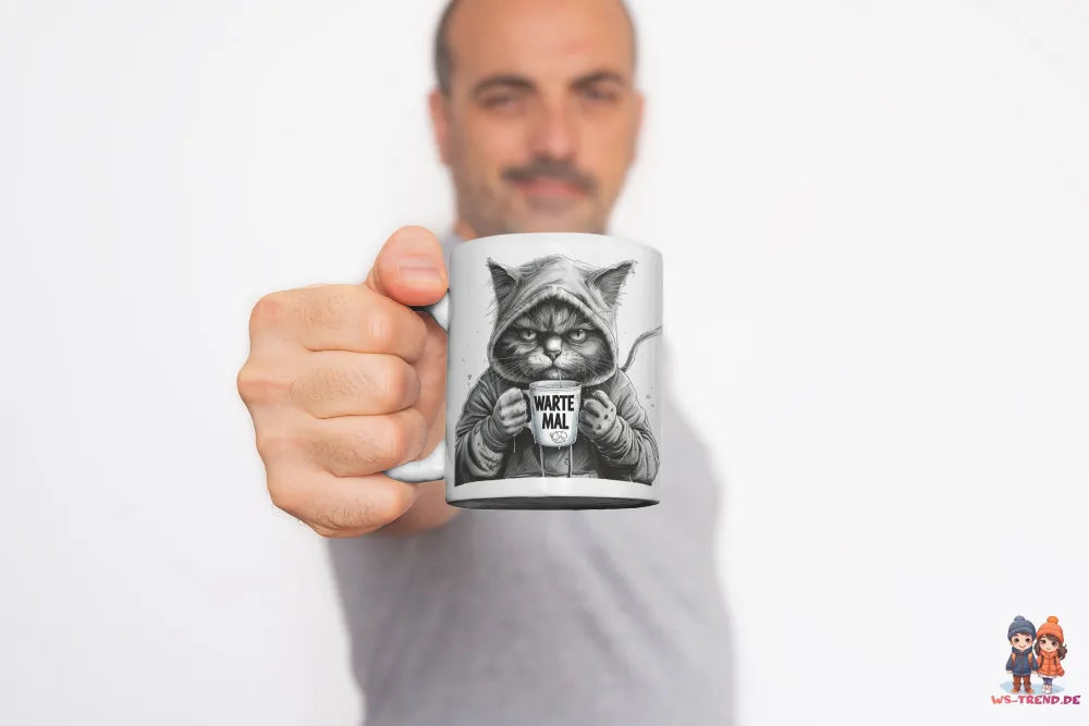 Katze im Hoodie witzige Keramik Kaffeetasse Teetasse Tasse Geschenke - WS-Trend.de