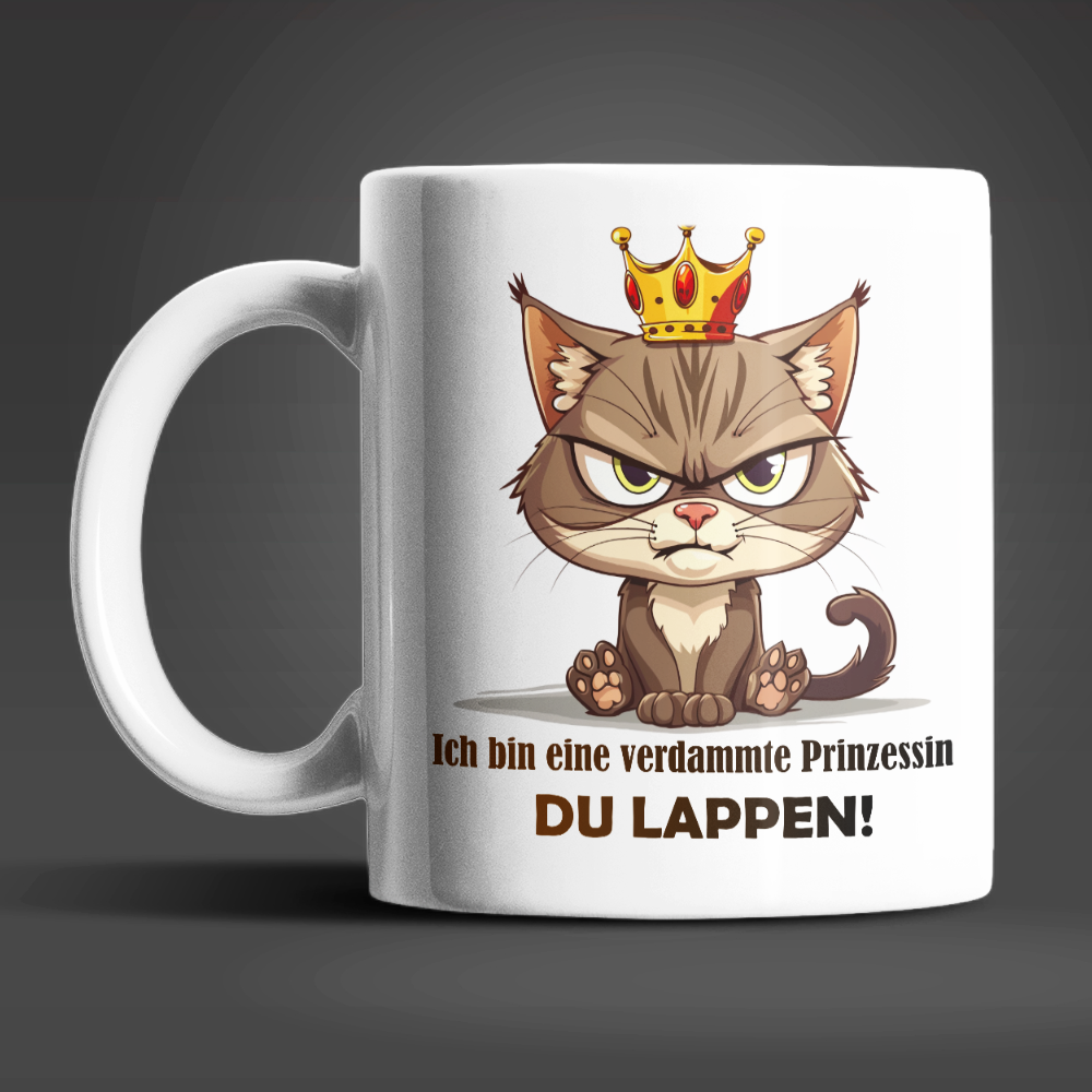 Katze Prinzessin witzige lustige Keramik Kaffeetasse Teetasse Tasse Geschenke