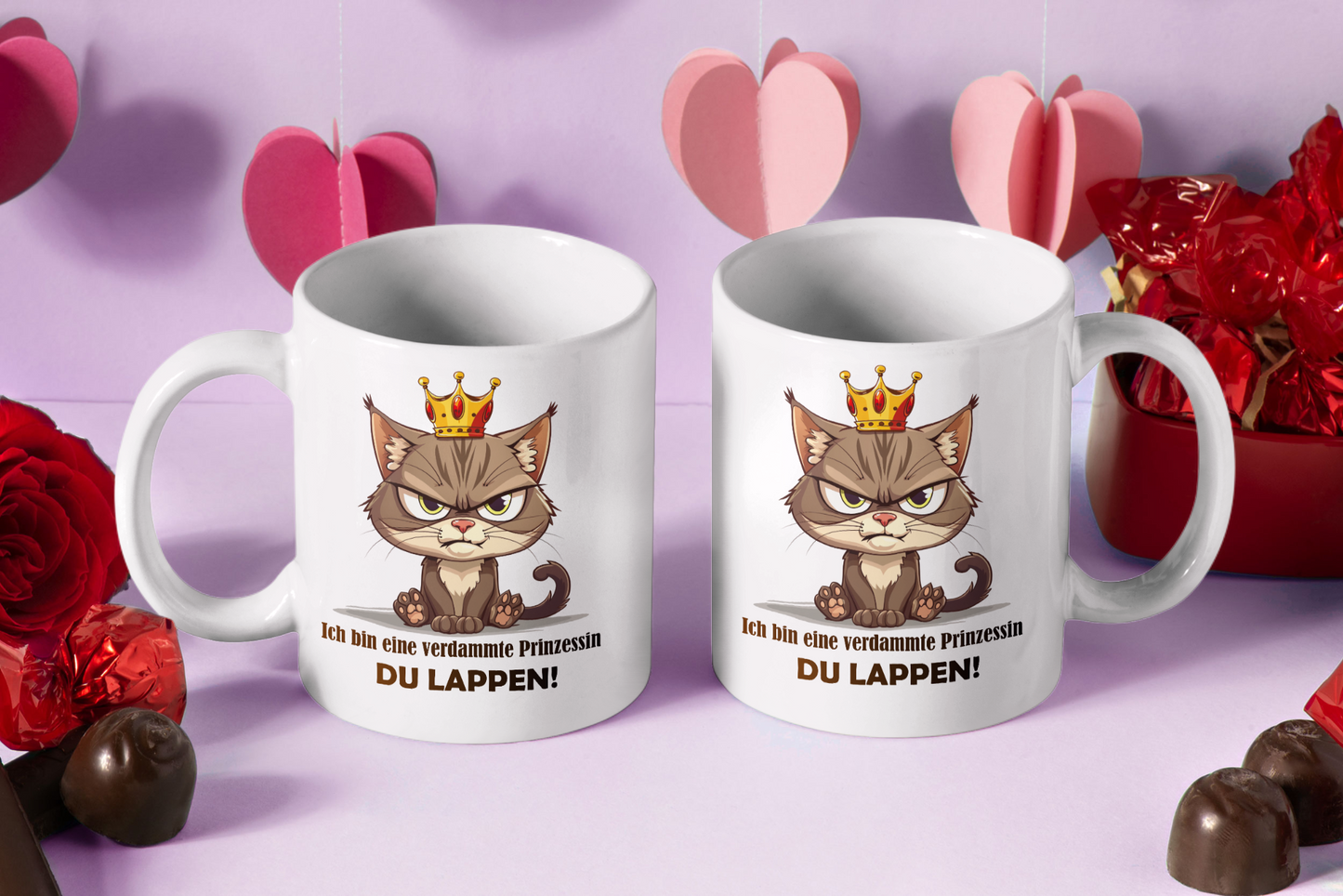 Katze Prinzessin witzige lustige Keramik Kaffeetasse Teetasse Tasse Geschenke
