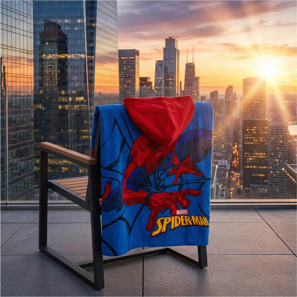 Marvel Spiderman Kinder Mikrofaser Poncho Badeponcho mit Kapuze - WS-Trend.de