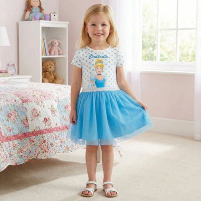 Disney Cinderella Kinder Mädchen Tüllkleid Sommerkleid Gr. 104-134 - Ansicht 2