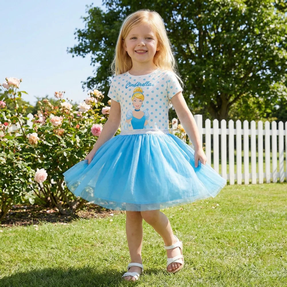 Disney Cinderella Kinder Mädchen Tüllkleid Sommerkleid Gr. 104-134 - WS-Trend.de