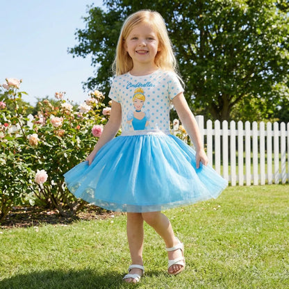 Disney Cinderella Kinder Mädchen Tüllkleid Sommerkleid Gr. 104-134 - WS-Trend.de