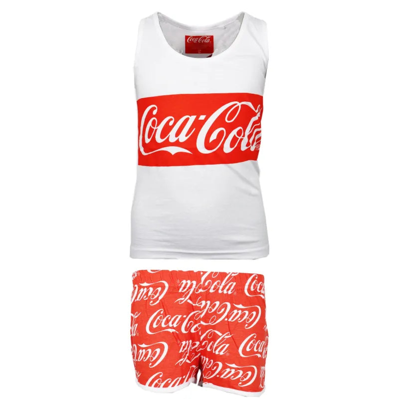 Coca Cola Mädchen Pyjama Schlafanzug Shirt Shorts - WS-Trend.de 134 - 164 Baumwolle