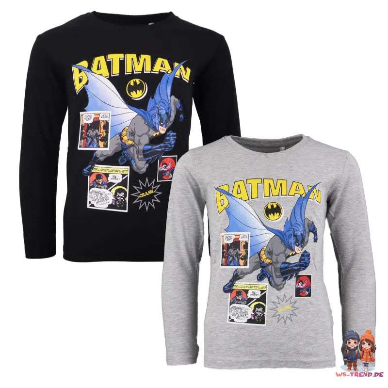DC Comics Batman Kinder langarm T-Shirt - WS-Trend.de Jungen Kurzarm Gr. 104-134 Schwarz Grau
