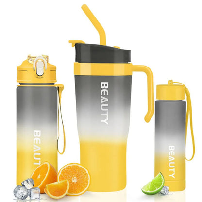 3er Set XL Wasserflasche Trinkflasche Flasche 1200 / 800 / 300 ml - WS-Trend.de