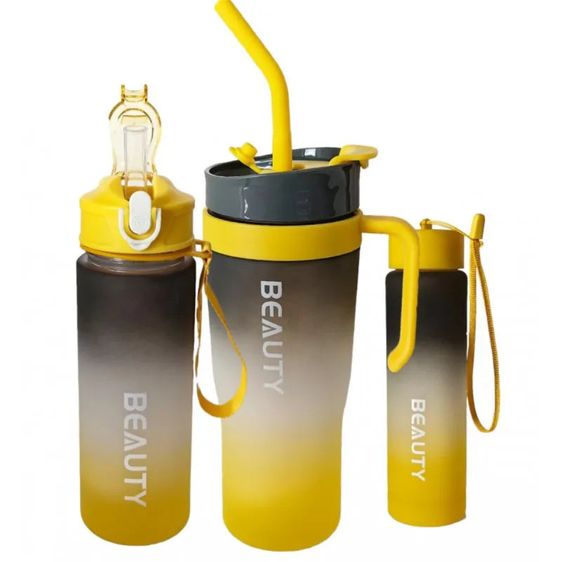 3er Set XL Wasserflasche Trinkflasche Flasche 1200 / 800 / 300 ml - WS-Trend.de