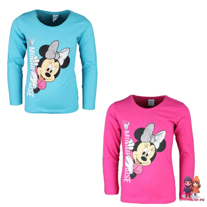 Disney Minnie Maus Kinder langarm T-Shirt - WS-Trend.de Mädchen - 104 bis 134 - 100% Baumwolle