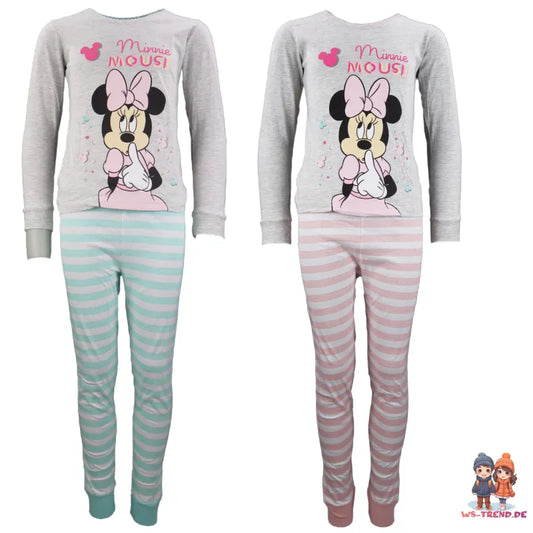 Disney Minnie Maus Kinder Schlafanzug Pyjama lang - WS-Trend.de Mädchen 104 - 134 Baumwolle