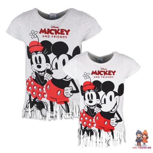 Disney Minnie und Mickey Maus Kinder kurzarm Fransen T-Shirt - WS-Trend.de Mädchen Baumwolle