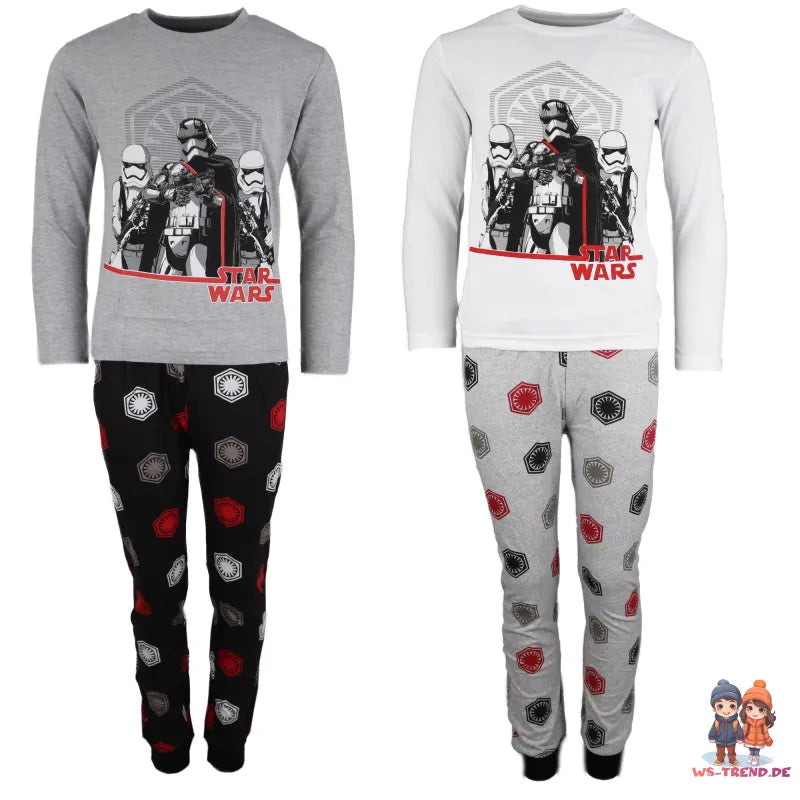 Disney Star Wars Storm Trooper Kinder lang Pyjama Schlafanzug - WS-Trend.de 110 bis 140 Weiß Grau