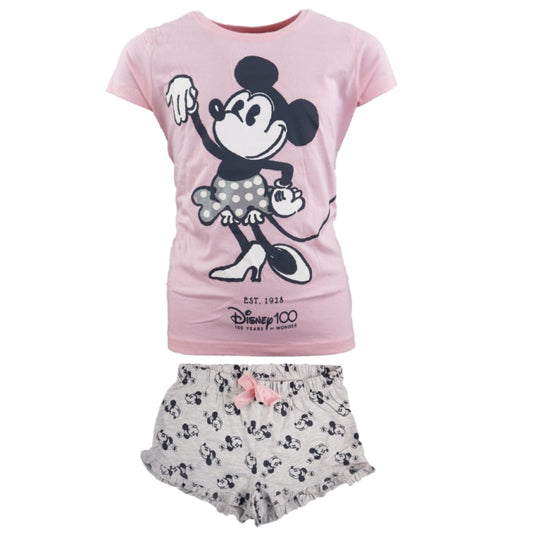 Disney Minnie Maus 100 Years Mädchen Pyjama - WS-Trend.de kurzarm Schlafanzug 140-164 Baumwolle