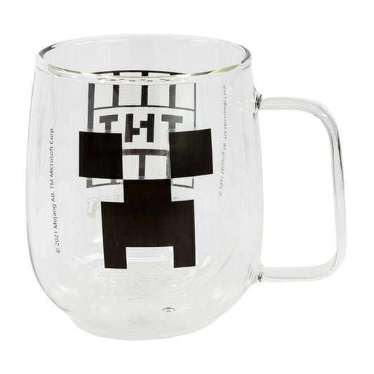 Minecraft Gamer Creeper TNT doppelwandige Kaffeetasse Teetasse Glastasse 290 ml