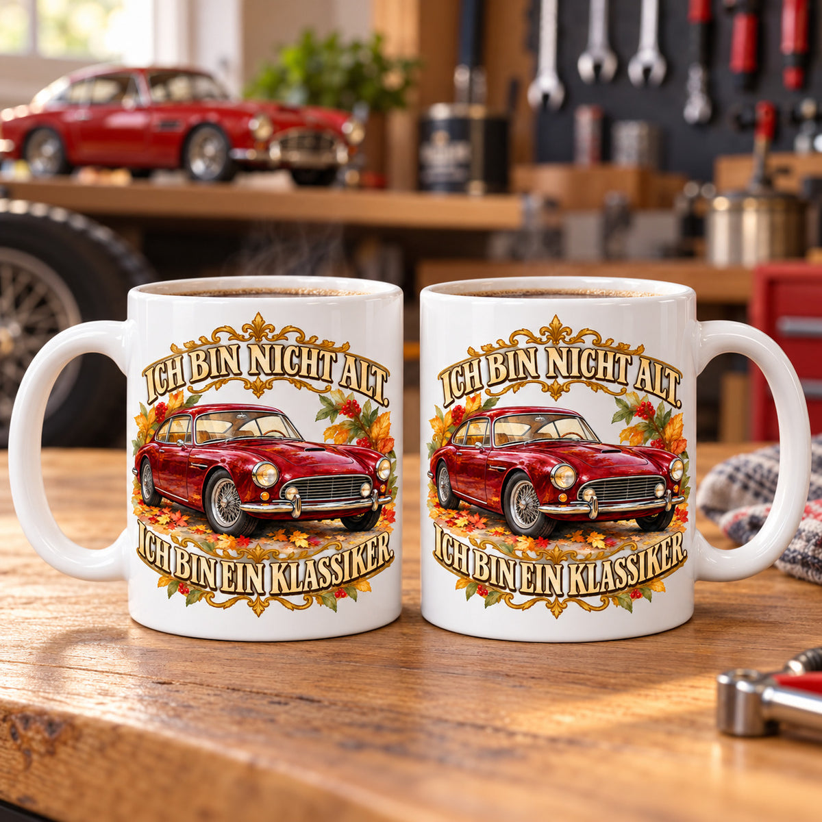 Auto Tasse Spruch Keramik 330 ml Geschenk für Autofan beidseitig Druck
