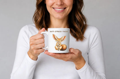 Anti-Stress-Tasse Fennek – Keramikbecher 325 ml Tuschzeichnung - WS-Trend.de