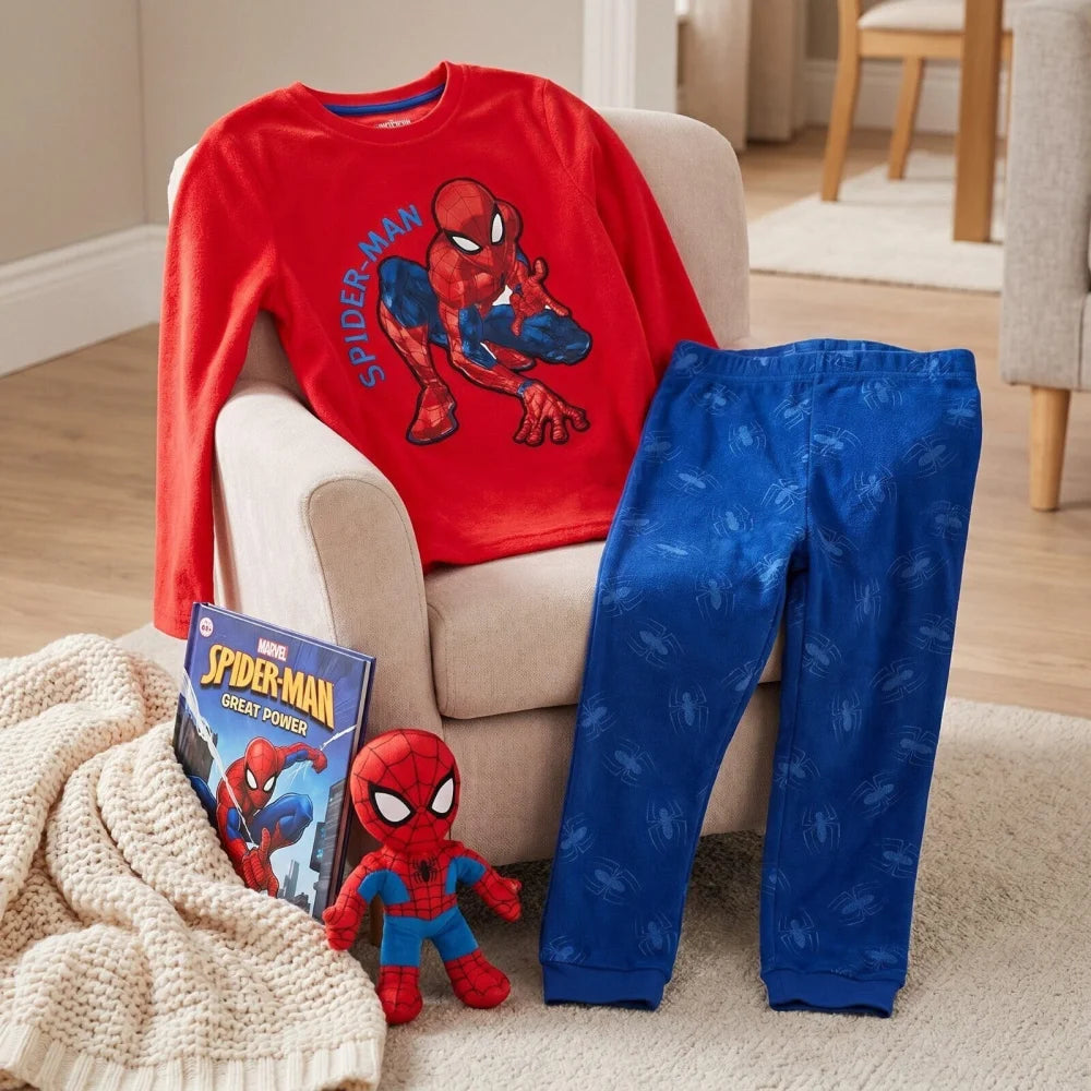 Schlafanzug MARVEL Spiderman Kinder Velour Pyjama Shirt Hose Gr. 92-98 - WS-Trend.de