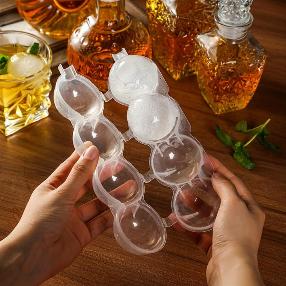 XL Eiskugel Eiswürfelform Eiswürfelbehälter4 Kammern - 5 cm Kugel - WS-Trend.de