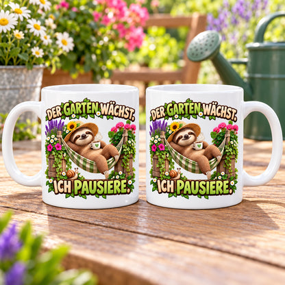 Garten Tasse Spruch Keramik 330ml Geschenk Datscha Schrebergarten bunt