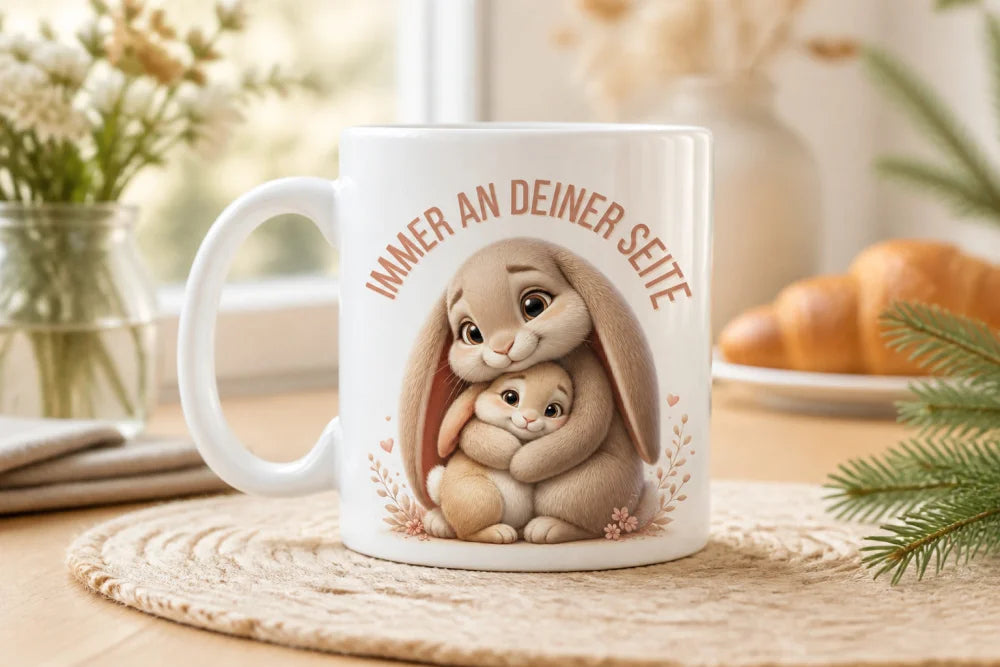 Immer an deiner Seite Tasse 325 ml Keramik Tiermotiv Geschenkidee Bunt - WS-Trend.de