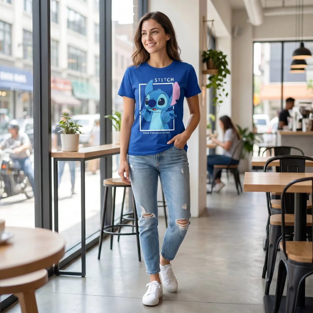 Disney Stitch Angel Damen kurzarm T-Shirt Shirt S-XL 100% Baumwolle - WS-Trend.de