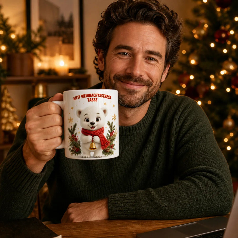 Anti Weihnachtsstress Weihnachten Tasse 325 ml – süße 3D-Tiere - WS-Trend.de