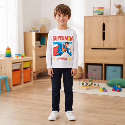 Print-Shirt DC Comics Superman Kinder Jungen langarm T-Shirt Langarmshirt - WS-Trend.de