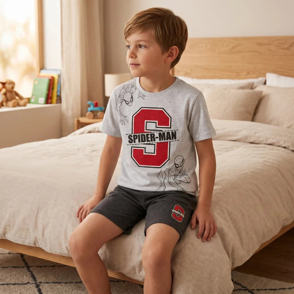 Marvel Spiderman Kinder Schlafanzug Pyjama kurz Nachtwäsche 104 - 134 Baumwolle - WS-Trend.de
