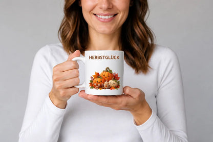 Herbstglück Kürbis Tasse – Keramikbecher 325 ml Herbstgeschenk - WS-Trend.de