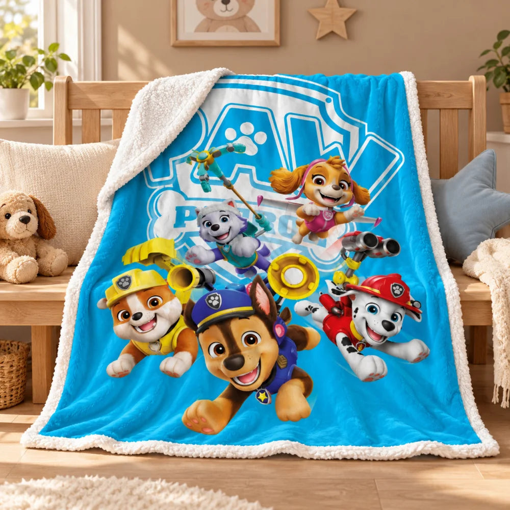 Paw Patrol Flanell-Kuscheldecke 120x150 cm Türkis flauschige Rückseite - WS-Trend.de