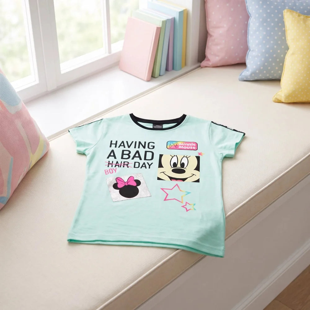 Disney Minnie Maus Mädchen Kinder T-Shirt Top Tops - Grün Rosa Gr. 104 bis 128 - WS-Trend.de