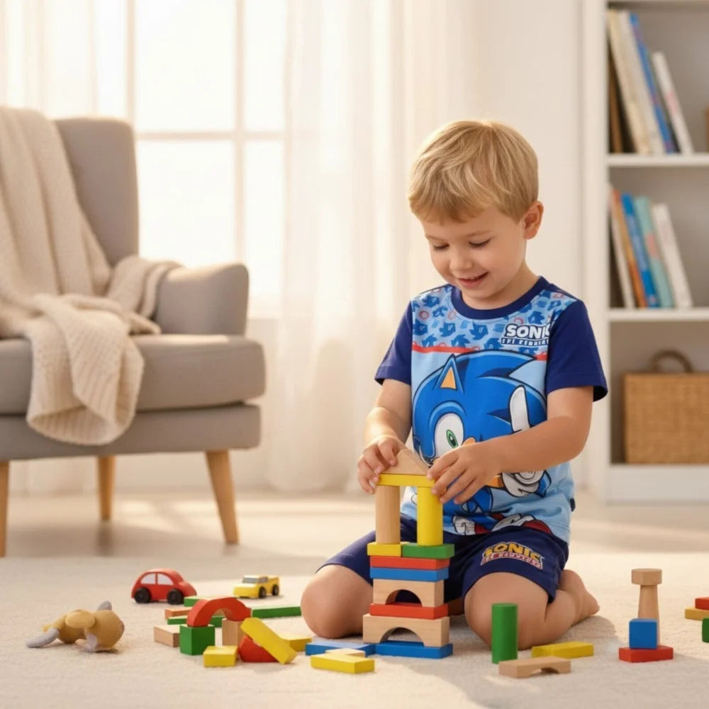 Sonic The Hedgehog Kinder kurz Pyjama Schlafanzug Gr. 98 bis 128 Baumwolle - WS-Trend.de