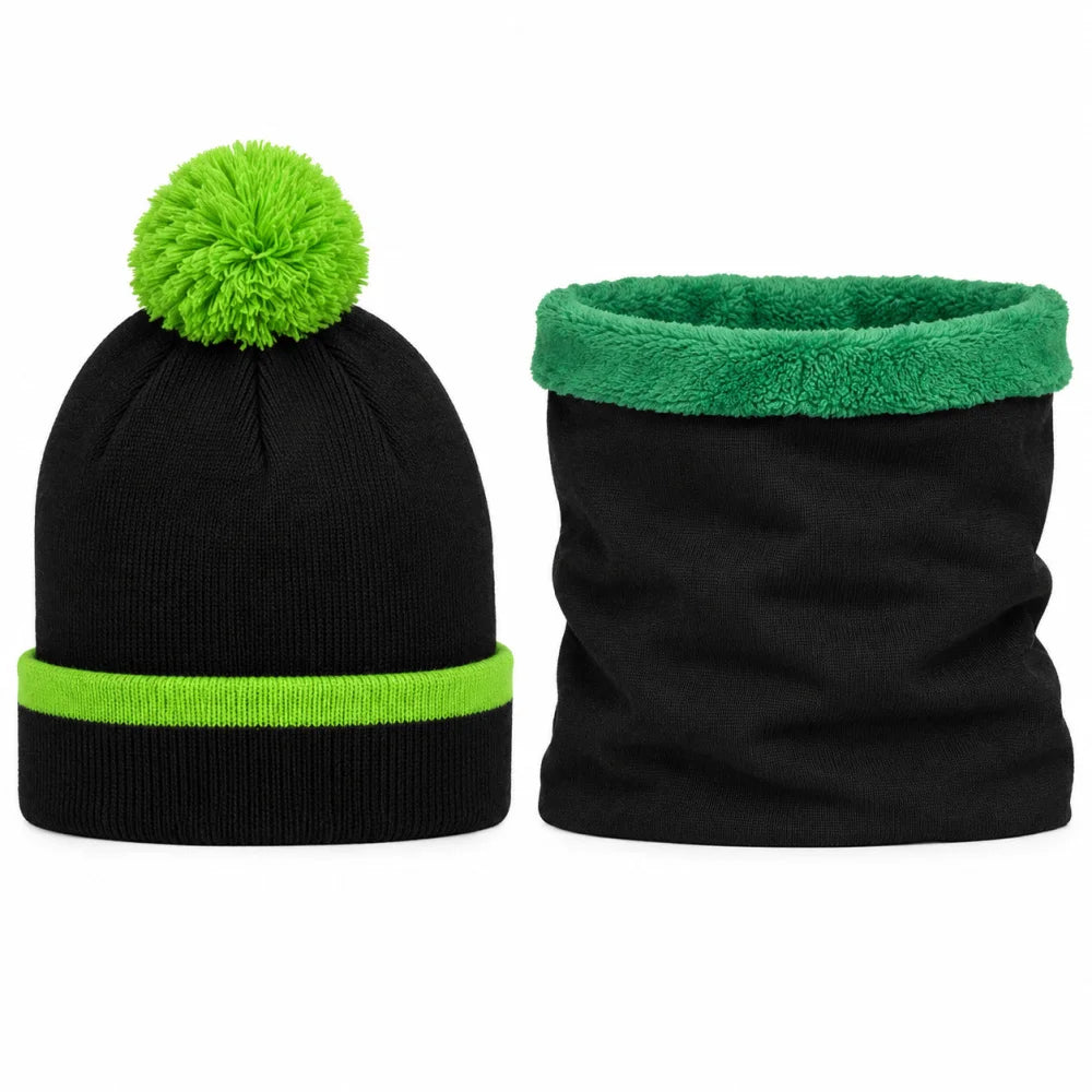 Minecraft Creeper Winterset: Bommelmütze und Snood Größe 54/56 - WS-Trend.de