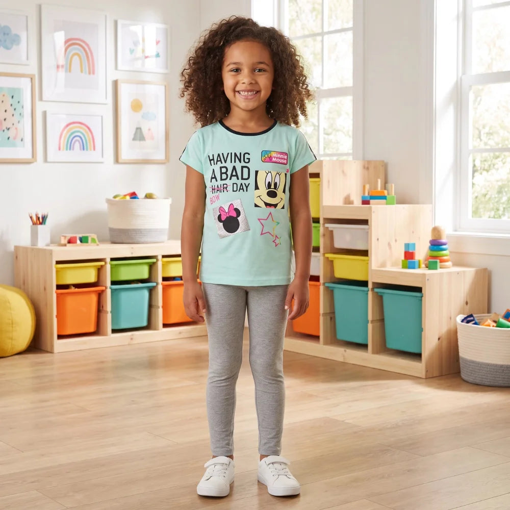 Disney Minnie Maus Mädchen Kinder T-Shirt Top Tops - Grün Rosa Gr. 104 bis 128 - WS-Trend.de