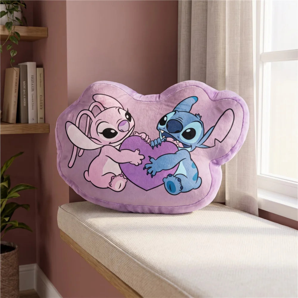 Disney Stitch und Angel 3D Velourskissen 35x25x5 cm Herzmotiv - WS-Trend.de