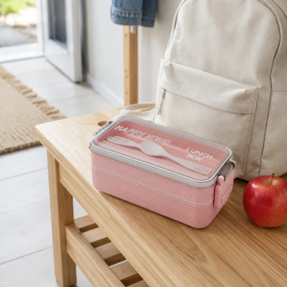 Lunchbox WS-Trend 3-teiliges Kinder-Lunch-Set – Brotdose 750 ml Doppel-Fächer Besteck - WS-Trend.de