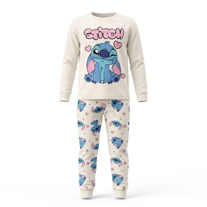 Disney Stitch Kinder Mädchen langarm Schlafanzug Pyjama 104-128 - 100% Baumwolle - WS-Trend.de