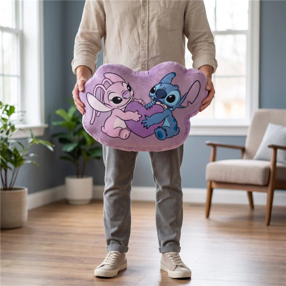 Disney Stitch und Angel 3D Velourskissen 35x25x5 cm Herzmotiv - WS-Trend.de