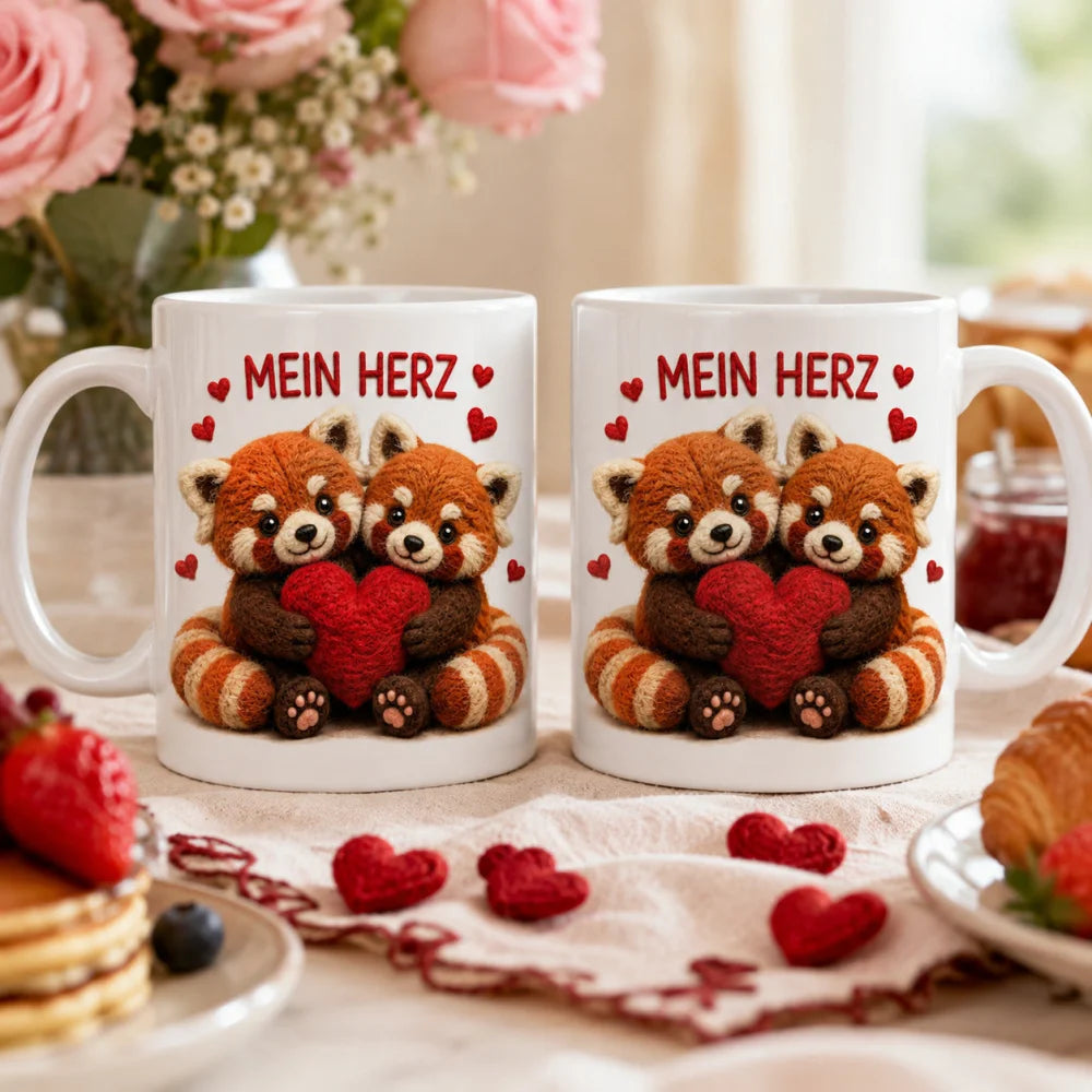 Liebestasse Tiermotiv - Kaffeetasse Geschenk fuer Partner 330 ml weiss - WS-Trend.de