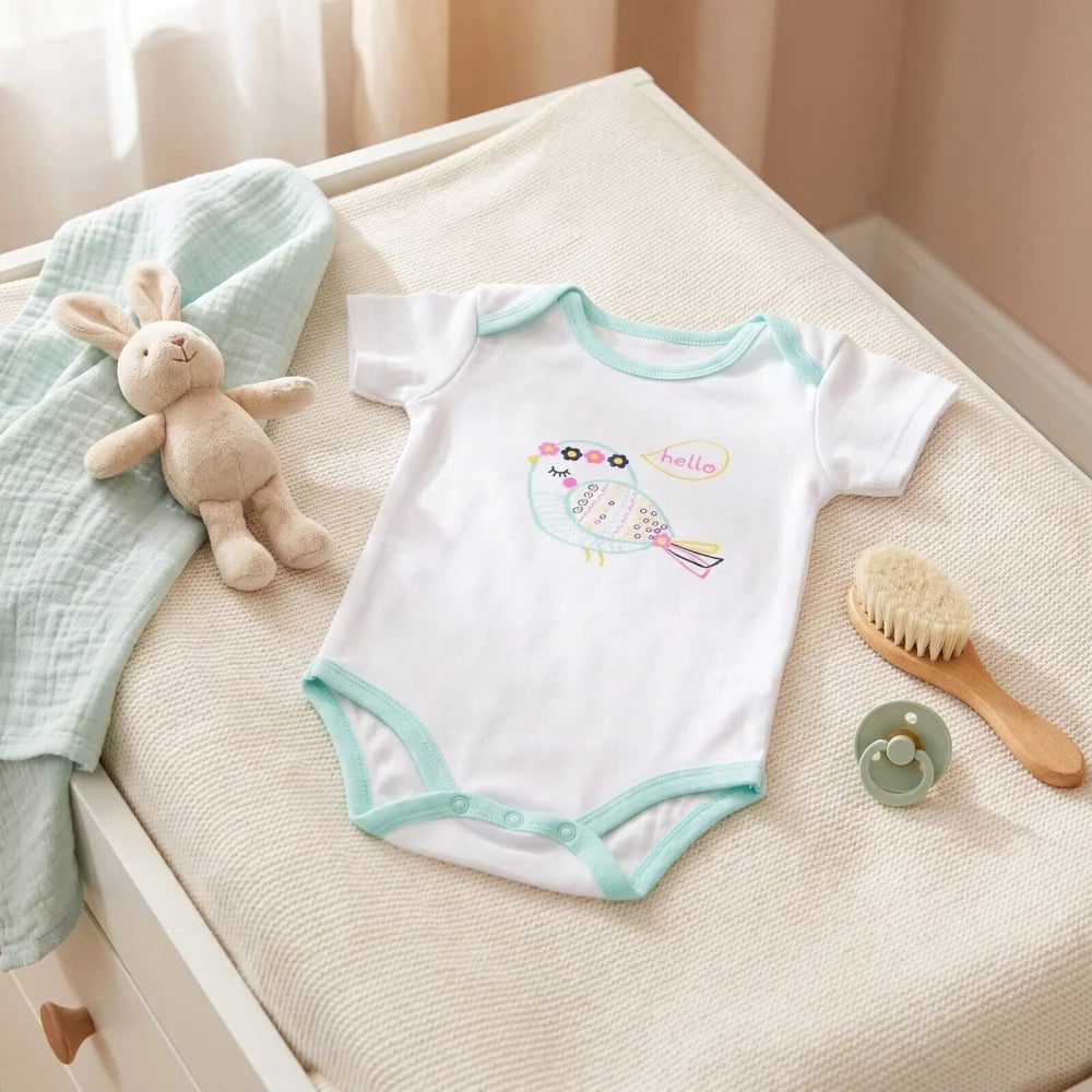 Baby 2er Pack kurzarm Body Strampler Schlafanzug Gr. 74-86 Einhorn Vogel - WS-Trend.de