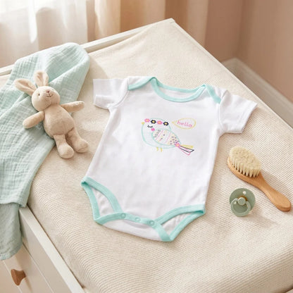 Baby 2er Pack kurzarm Body Strampler Schlafanzug Gr. 74-86 Einhorn Vogel - WS-Trend.de
