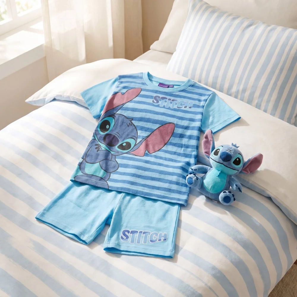 Disney Stitch Jungen Schlafanzug Pyjama Shirt Shorts Gr. 98-128 Baumwolle - WS-Trend.de