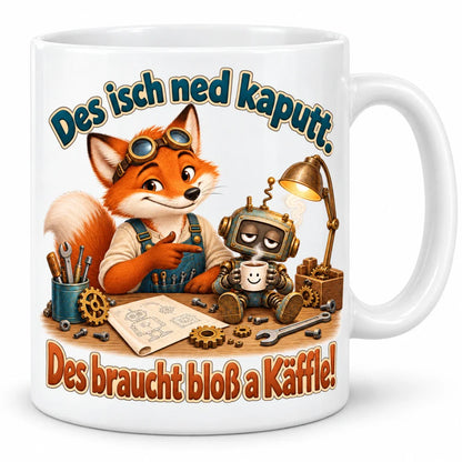 WS-Trend Tüftler Fuchs Tasse schwäbischer Spruch Keramik 330 ml lustig - WS-Trend.de