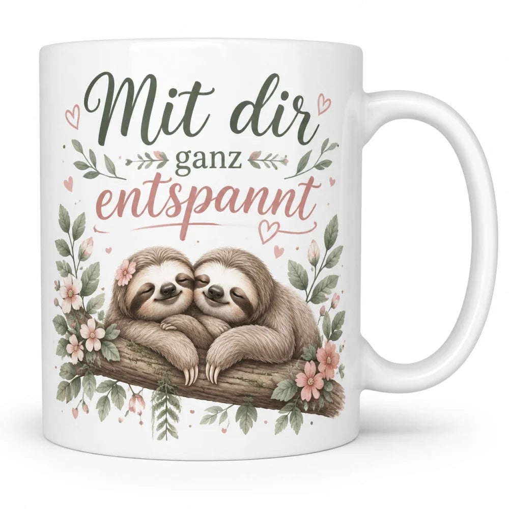Faultier-Tasse mit Liebesspruch - Geschenk zum Valentinstag beidseitig - WS-Trend.de