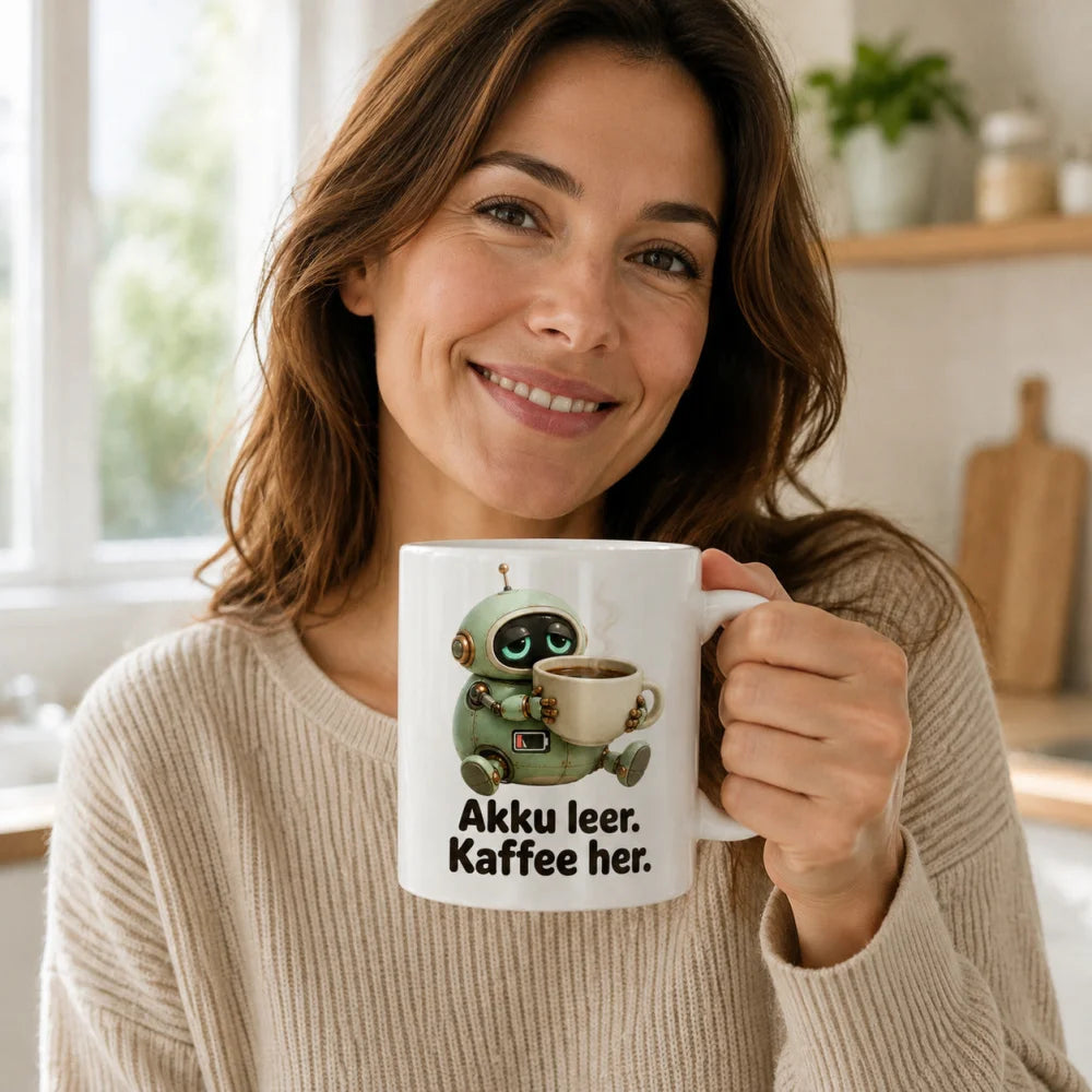 Kaffeeroboter Tasse - Geschenk mit Spruch - 330 ml beidseitig bedruckt - WS-Trend.de